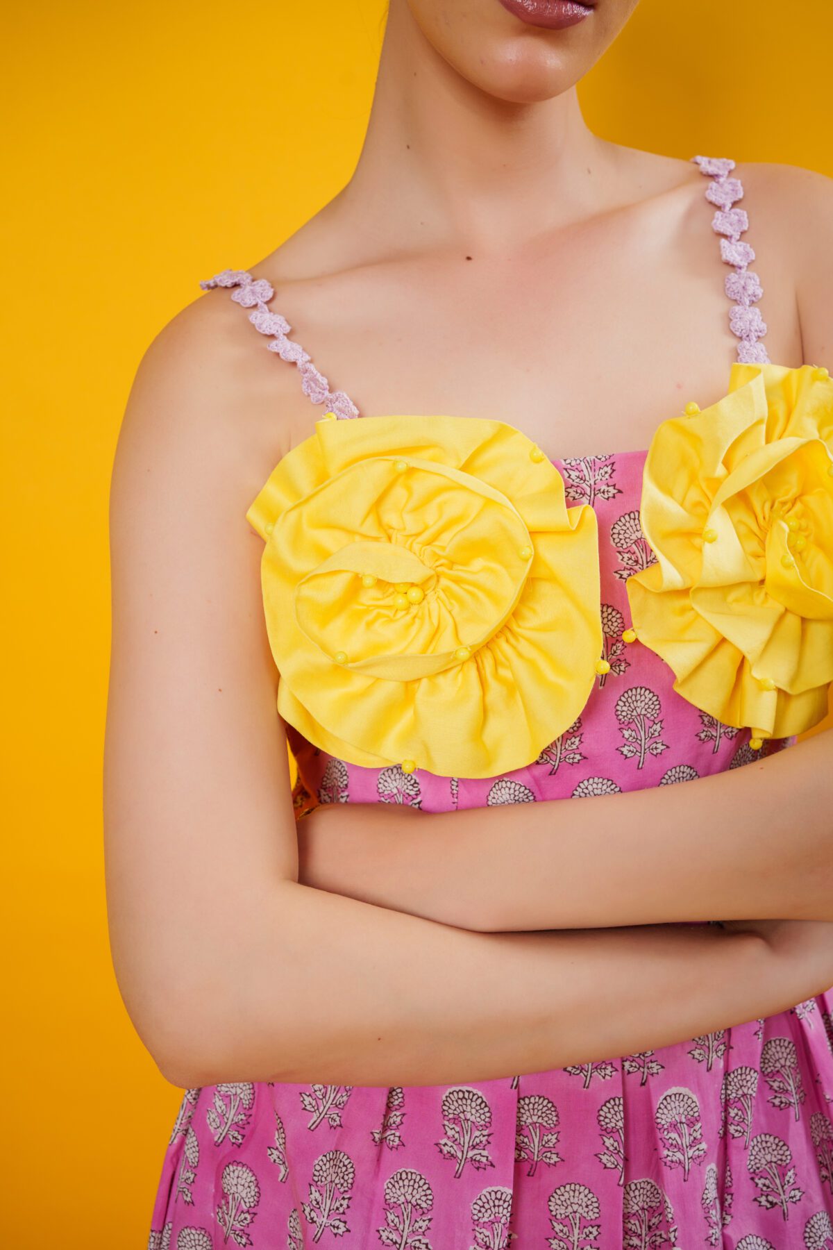 zoomed in mimosa dress top details