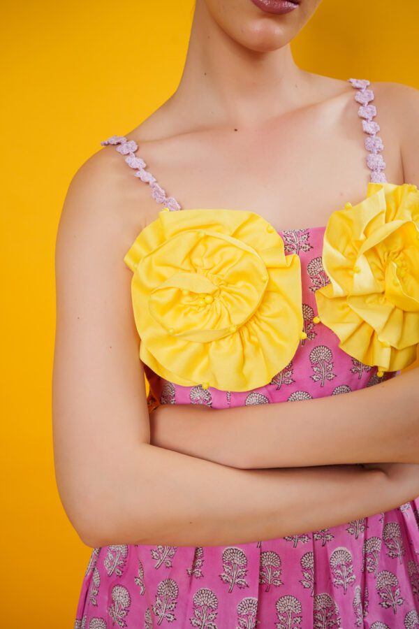 zoomed in mimosa dress top details