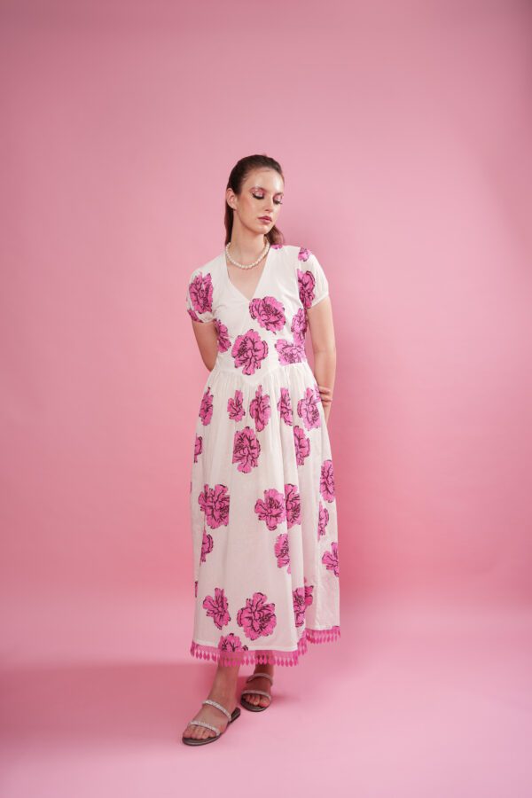 Rosina Dress front, model looking left
