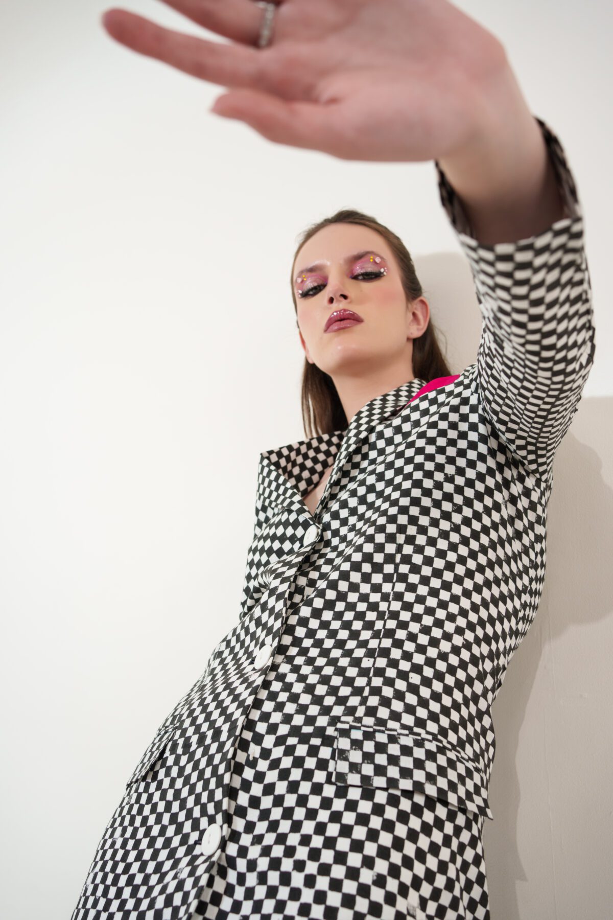 classic dress model looking down