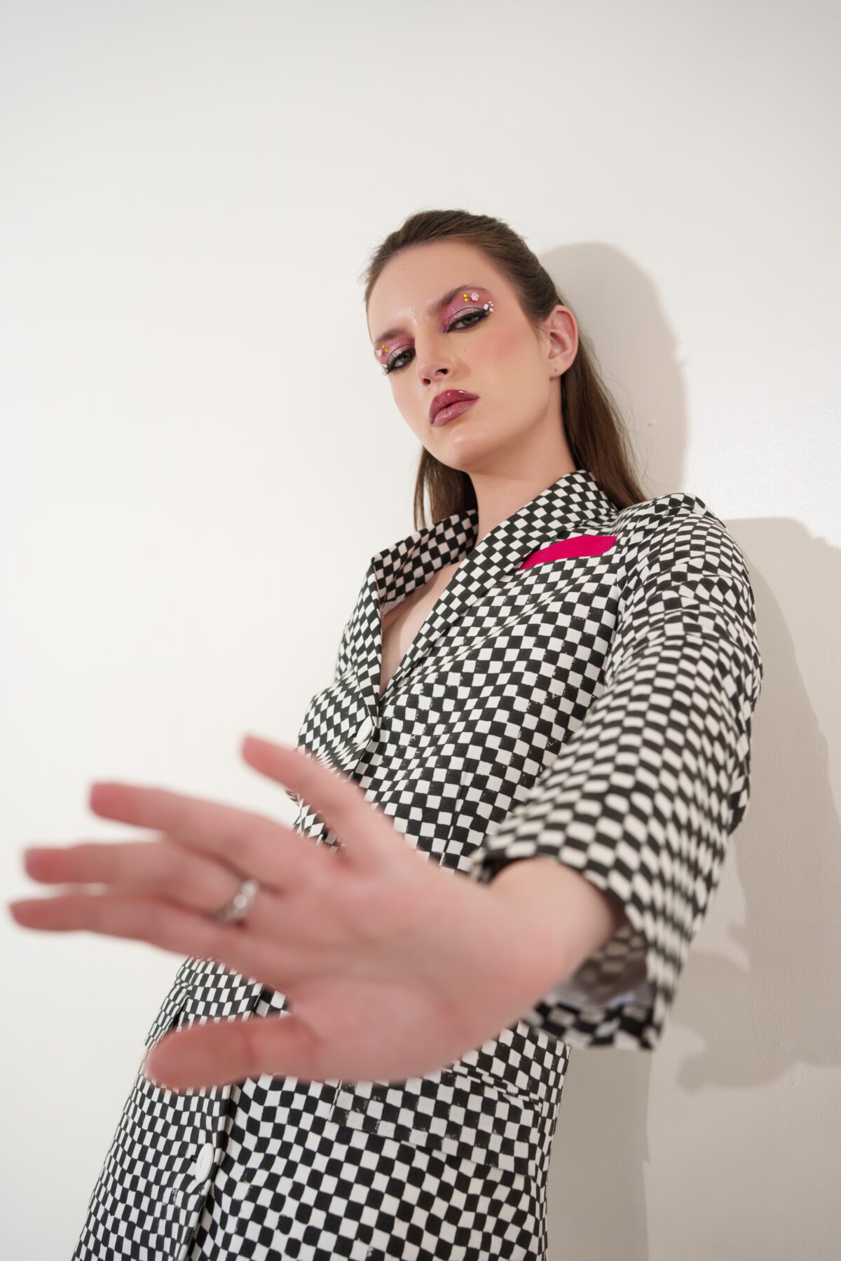 classic dress model's hand near camera