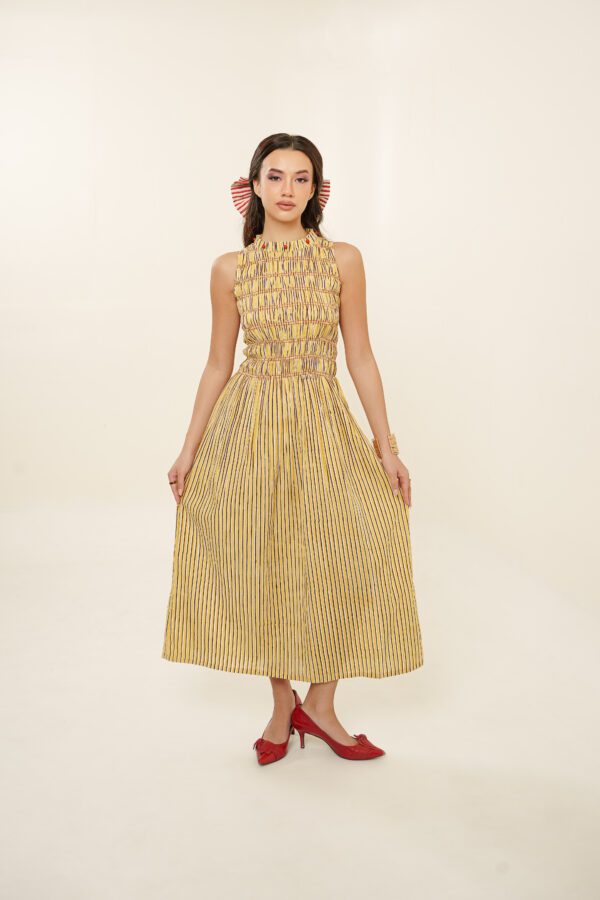 Taarini Dress model holding dress